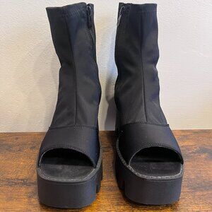 Black Open Toed Ankle High Lifts